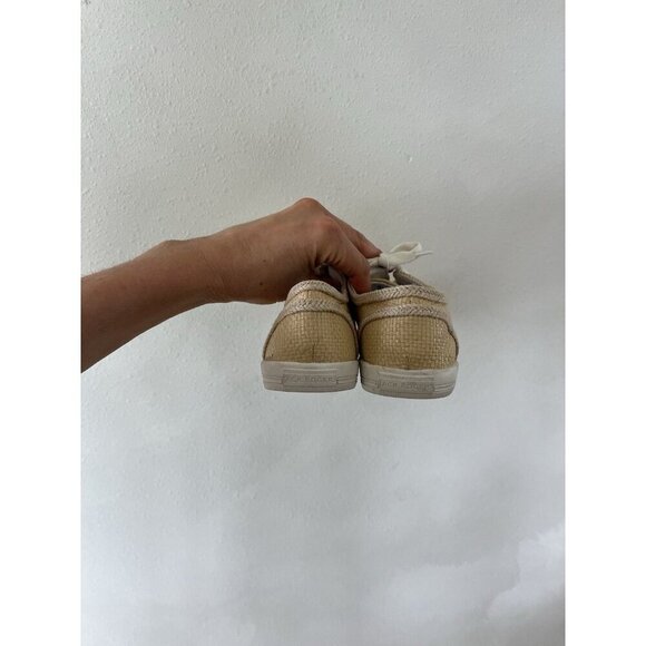 Jack Rogers Women's Size 7 7b Gold Beige Tan Lace Up Casual Shoes Flats Sneakers - Picture 3 of 6